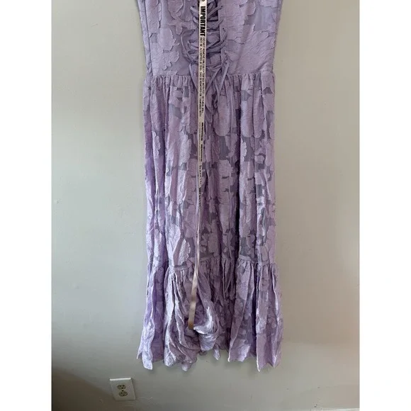 House of CB NWT Mira Orchid Floral Jacquard Tiered Lilac Midi Dress Size XS - Picture 9 of 12